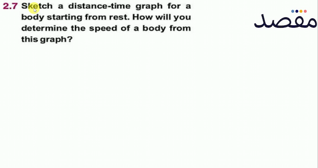 2.7 Sketch a distance-time graph for a body starting from rest. How will you determine the speed of a body from this graph?