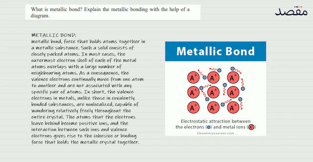 What is metallic bond? Explain the metallic bonding with the help of a diagram.
