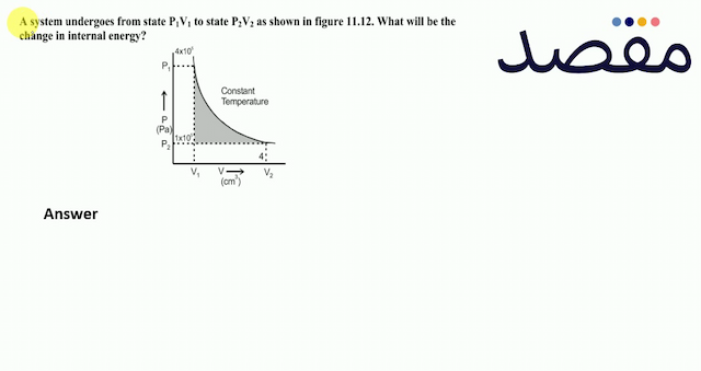 A system undergoes from state  P_{1} V_{1}  to state  P_{2} V_{2}  as shown in figure  11.12 . What will be the change in internal energy?