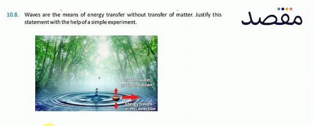 10.8. Waves are the means of energy transfer without transfer of matter. Justify this statement with the help of a simple experiment.