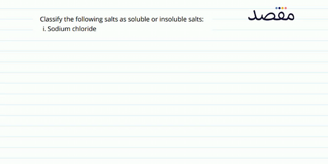 Classify the following salts as soluble or insoluble salts:i. Sodium chloride