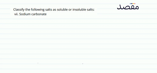Classify the following salts as soluble or insoluble salts: vii. Sodium carbonate