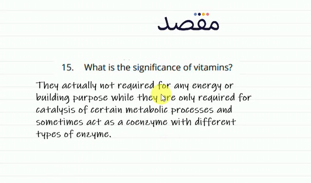 15. What is the significance of vitamins?
