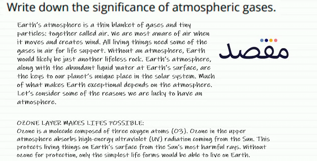 Write down the significance of atmospheric gases.