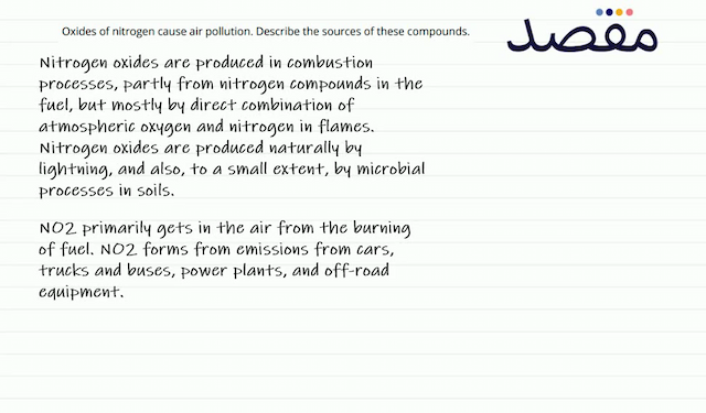 Oxides of nitrogen cause air pollution. Describe the sources of these compounds.