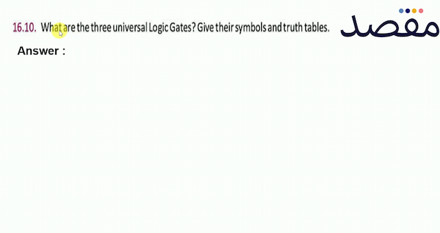 16.10. What are the three universal Logic Gates? Give their symbols and truth tables.