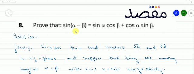 8. Prove that:  \sin (\alpha-\beta)=\sin \alpha \cos \beta+\cos \alpha \sin \beta .
