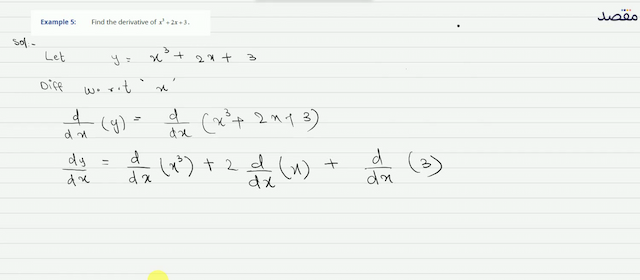 Example 5: Find the derivative of  x^{3}+2 x+3 