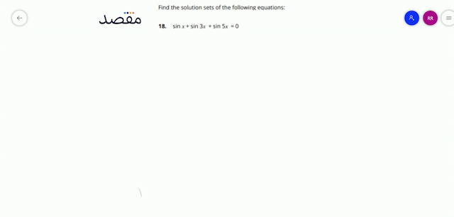 Find the solution sets of the following equations:18.  \sin x+\sin 3 x+\sin 5 x=0 