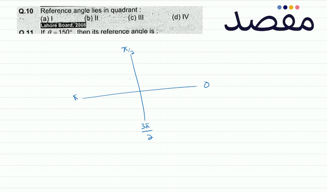 Q.10 Reference angle lies in rant:(a) 1(b) 11(c) 111(d)  1 \mathrm{~V} 