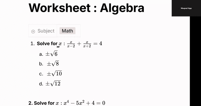 Thumbnail for Algebra Worksheet
